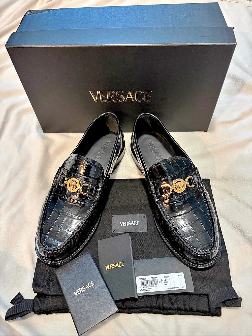 Versace Medusa '95 Croc-Effect Loafers Black EU 41
